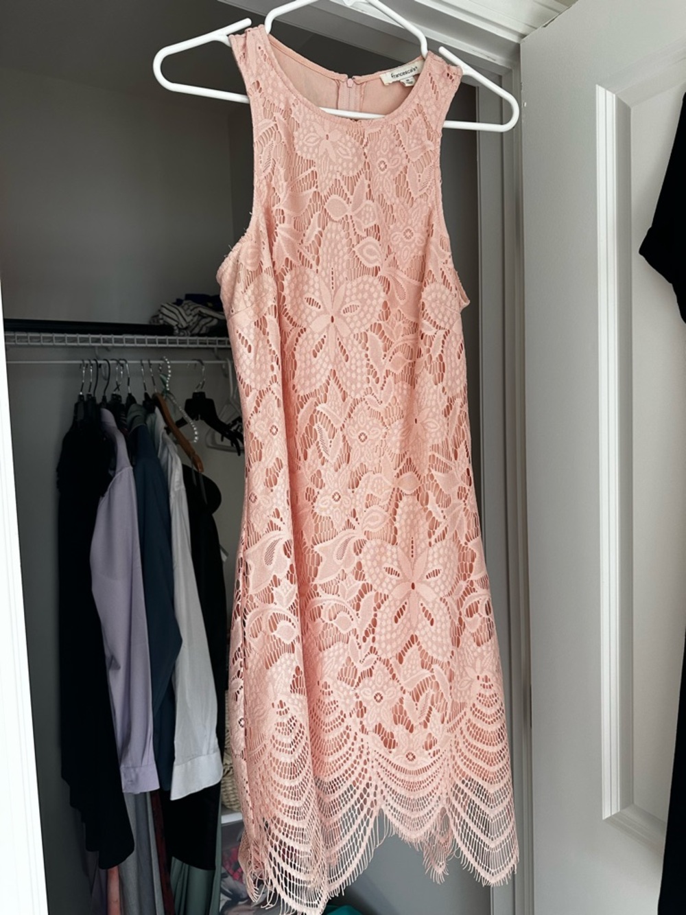 Sleeveless Lace Overlay Dress in Blush Pink